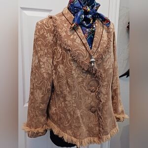 Fringy Tapestry Jacket Sz 12